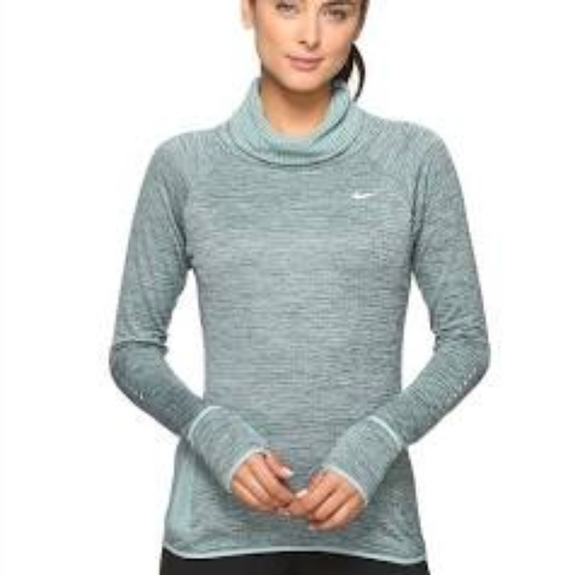Nike Sweaters - NIKE RUNNING THERMAL DRI-FIT LADIES GREEN COWL  NECK SWEATSHIRT W/THUMBHOLES